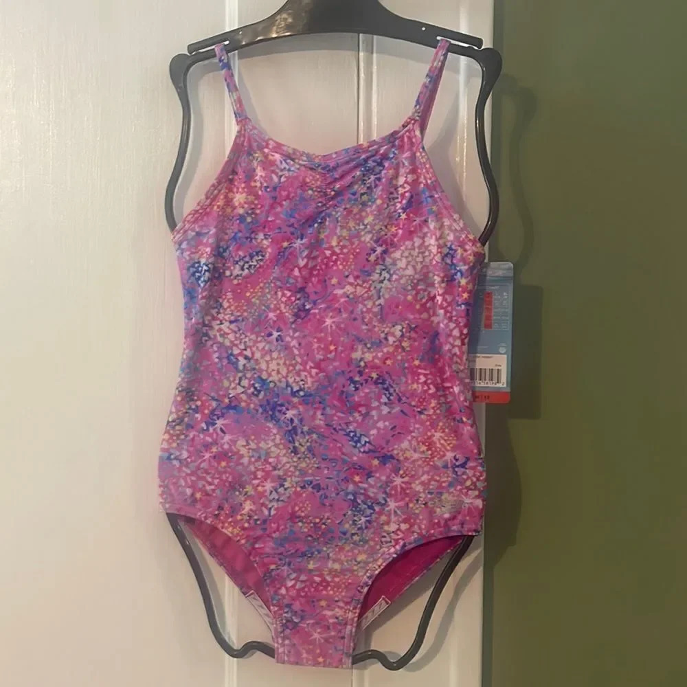 #17 Speedo youth bathing suit one piece Pink Hearts XL 16
